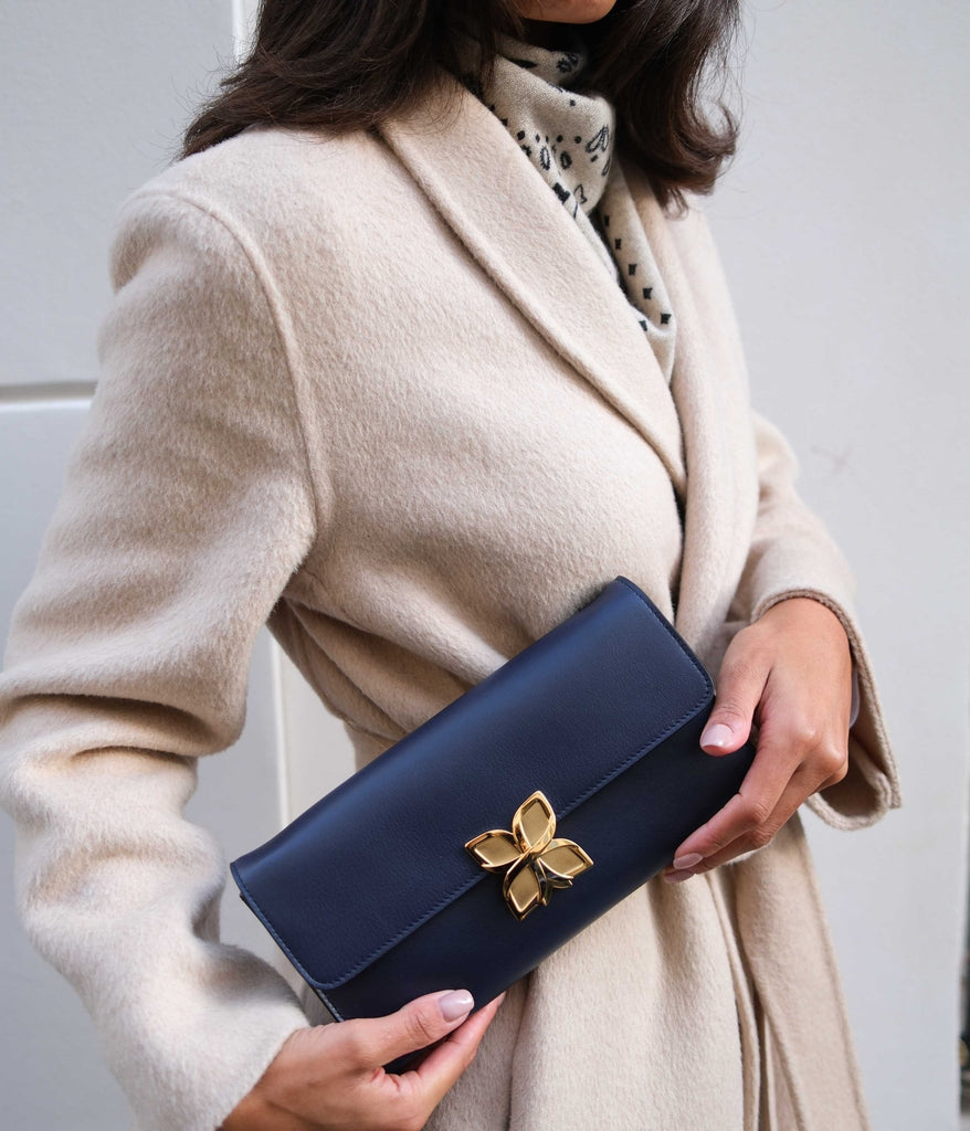 Hortensia Clutch | Bleu Nuit - Fleuron Paris