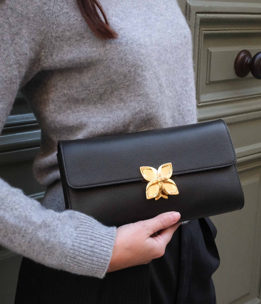 Hortensia Clutch | Noir - Fleuron Paris
